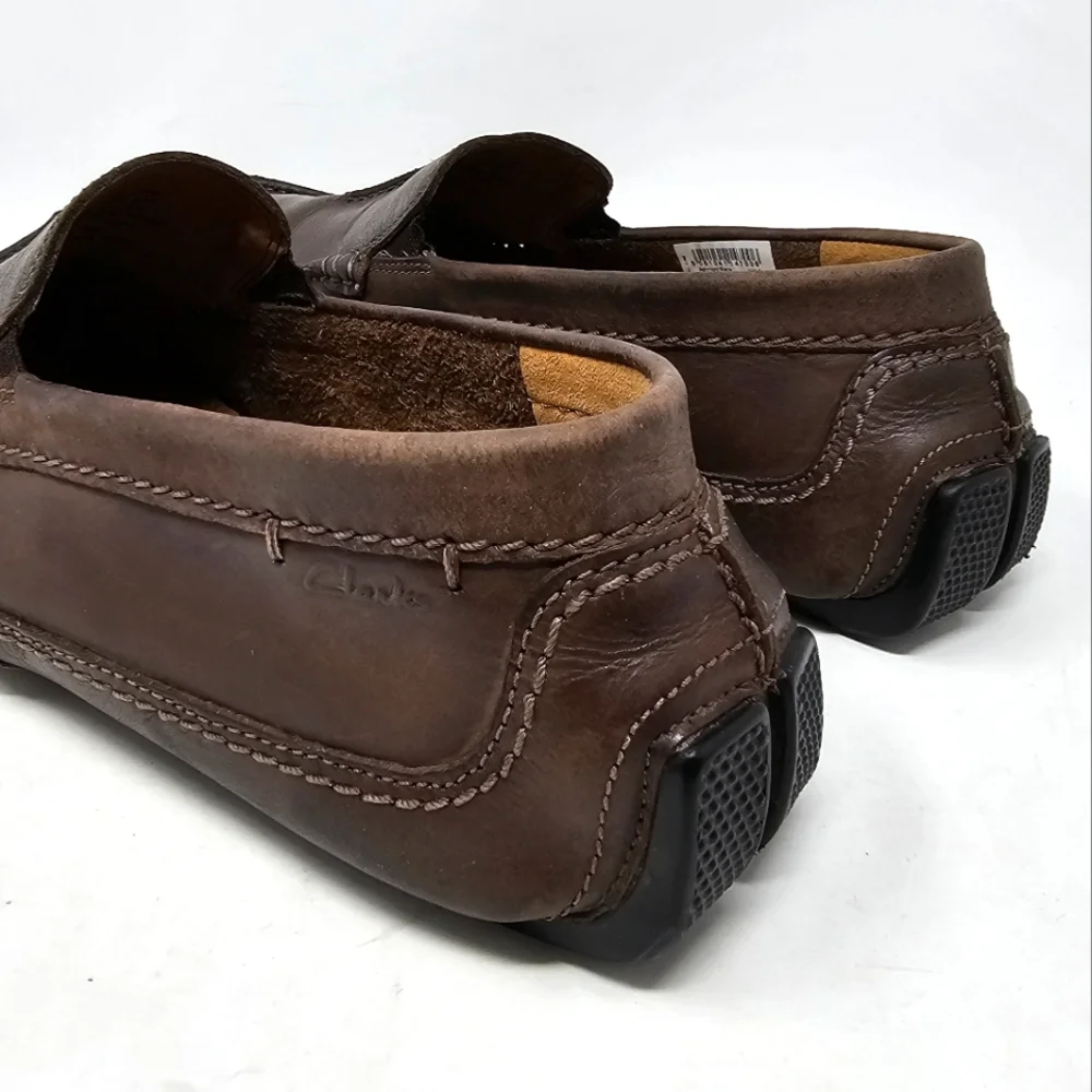 Clarks Ashmont Race Driving‎ Loafers Mens Size 10.5 Brown Leather Shoes Moccasin